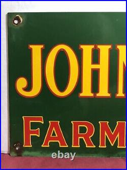 Large 24 Vintage John Deere Quality Farm Implements Porcelain Sign Large 24 Vintage John Deere Quality Farm Implements Porcelain Sign