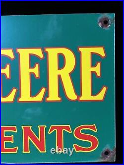 Large 24 Vintage John Deere Quality Farm Implements Porcelain Sign