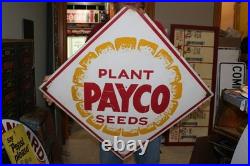 Large 34 Vintage 1950's Plant Payco Seed Corn Farm John Deere IH Sign
