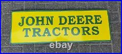 Large 3ft Long John Deere Dealer Sign Farm Tractor Heavy Metal Enamel Vintage