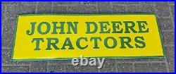 Large 3ft Long John Deere Dealer Sign Farm Tractor Heavy Metal Enamel Vintage