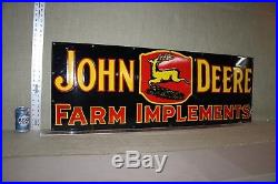 Large 52 John Deere Implements Dealer Porcelain Sign Gas Oil Farm Tractor