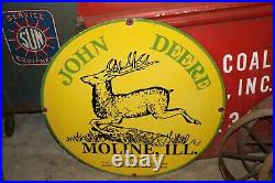 Large John Deere Farm Implements Moline ILL. Tractor 30 Metal Porcelain Sign
