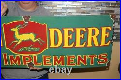 Large John Deere Farm Implements Tractor Feed & Seed 36 Metal Porcelain Sign