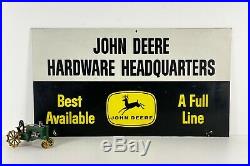 Large John Deere Hardware Headquaters 4-leg 21x38 Double Sided Sign, Rare, Pops