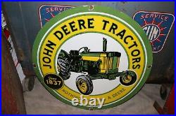 Large John Deere Tractors Farm Gas Oil 30 Metal Porcelain Sign