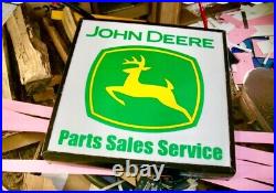Large John Deere parts sales service style lighted dealership style sign 21 by 4