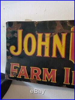 Large Old John Deere Farm Implements Porcelain Enamel Sign