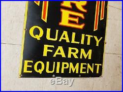 Large Porcelain JOHN DEERE Sign 52 Farm Equipment Dealer Tractor Plow gas Oil