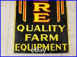 Large Porcelain JOHN DEERE Sign 52 Farm Equipment Dealer Tractor Plow gas Oil