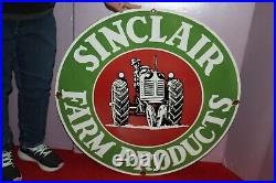 Large Sinclair Farm Products Gas Oil Tractor John Deere 30 Metal Porcelain Sign