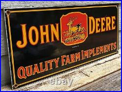 Large Vintage 1934 Dated John Deere Farm Implement Tractor 24 Porcelain Sign