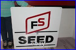 Large Vintage FS Seed Corn Beans Farm Service John Deere IH 36 Metal Sign