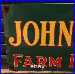 Large Vintage John Deere Quality Farm Implements Porcelain Enamel Sign