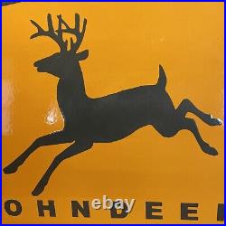 Large Vintage Style''john Deere Dealer Sign'' 30x20 Inch Porcelain Sign