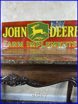 Large Vintage''john Deere'' Porcelain Advertising Sign 12x36 Inch