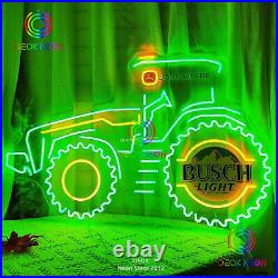 Larger 31 inch John Deere Farmer Tractor Busch Light Beer Neon Light Lamp Sign