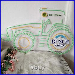 Larger 31 inch John Deere Farmer Tractor Busch Light Beer Neon Light Lamp Sign