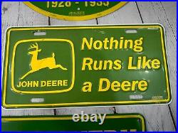 Lot Of 6 John Deere Tin Wall Hanging Sign Decorative License Plate Licensed VGC