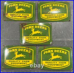 Lot of 5 Vintage John Deere Gas & Oil Porcelain Enamel Sign 18x12
