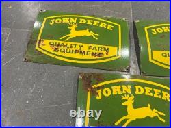 Lot of 5 Vintage John Deere Gas & Oil Porcelain Enamel Sign 18x12