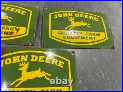 Lot of 5 Vintage John Deere Gas & Oil Porcelain Enamel Sign 18x12