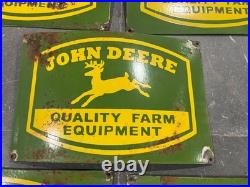 Lot of 5 Vintage John Deere Gas & Oil Porcelain Enamel Sign 18x12