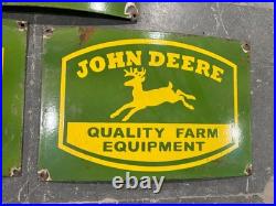 Lot of 5 Vintage John Deere Gas & Oil Porcelain Enamel Sign 18x12