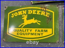 Lot of 5 Vintage John Deere Gas & Oil Porcelain Enamel Sign 18x12