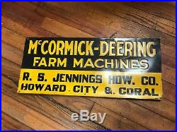 McCormick Deering Farm Machines John Deere Equipment Sign Howard City Coral MI