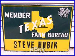 Metal Sign Texas Farm Bureau John Deere Green Coop Old Tractor Vintage