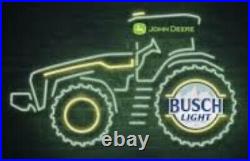 NEW! John Deere Tractor Busch Light LED/Neon Beer Sign Farming