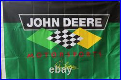 NOS NEAR MINT 1990s era JOHN DEERE MOTORSPORTS Old 29x43 inch Cloth Banner Flag