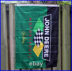 NOS NEAR MINT 1990s era JOHN DEERE MOTORSPORTS Old 29x43 inch Cloth Banner Flag