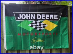 NOS NEAR MINT 1990s era JOHN DEERE MOTORSPORTS Old 29x43 inch Cloth Banner Flag