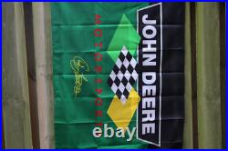 NOS NEAR MINT 1990s era JOHN DEERE MOTORSPORTS Old 29x43 inch Cloth Banner Flag