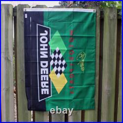 NOS NEAR MINT 1990s era JOHN DEERE MOTORSPORTS Old 29x43 inch Cloth Banner Flag