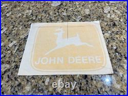 NOS Vintage John Deere Sticker Decal Sign 2 Leg Logo Big Yellow Tractor 12x10