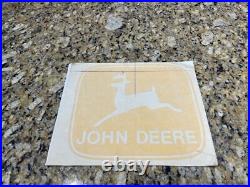 NOS Vintage John Deere Sticker Decal Sign 2 Leg Logo Big Yellow Tractor 12x10