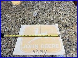 NOS Vintage John Deere Sticker Decal Sign 2 Leg Logo Big Yellow Tractor 12x10