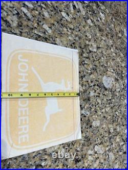 NOS Vintage John Deere Sticker Decal Sign 2 Leg Logo Big Yellow Tractor 12x10