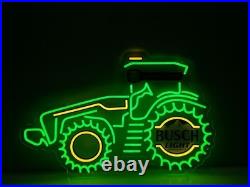 New 40 John Deere Farm Tractor Busch Light Beer LED Neon Lamp Sign With Dimmer