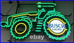 New Designed John Deere Busch Light Farm Tractor Neon Sign Beer Bar With Dimmer