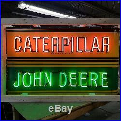New John Deere/Caterpillar Painted Enamel Sign with Bullnose & Neon 72W x 48H