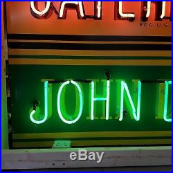 New John Deere/Caterpillar Painted Enamel Sign with Bullnose & Neon 72W x 48H