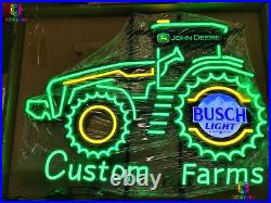 New John Deere Customized Farmer Tractor Busch Light Neon Sign Light With Dimmer