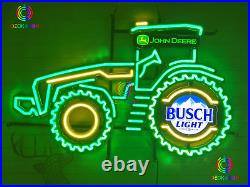 New Rare Design John Deere Farmer Tractor Busch Light Beer Bar Neon Light Sign