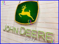 Newly Designed John Deere Jumping Deer Farmer Equipment LED Neon Sign Beer Light