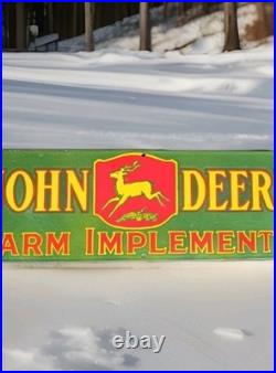 OLD RARE 1950's JOHN DEERE FARM IMPLEMENTS PORCELAIN ENAMEL SIGN 36X12