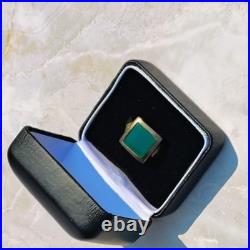 OOAK John Deere Ring Green Onyx Signed Sterling Silver Pinky Size 5.5 Chunky